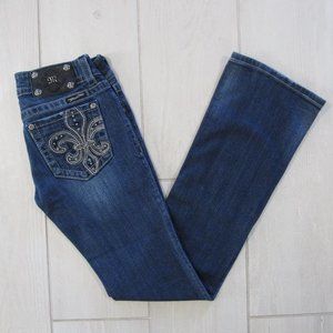 Miss Me Fleur De Lis Bootcut Jeans Denim 26 32
